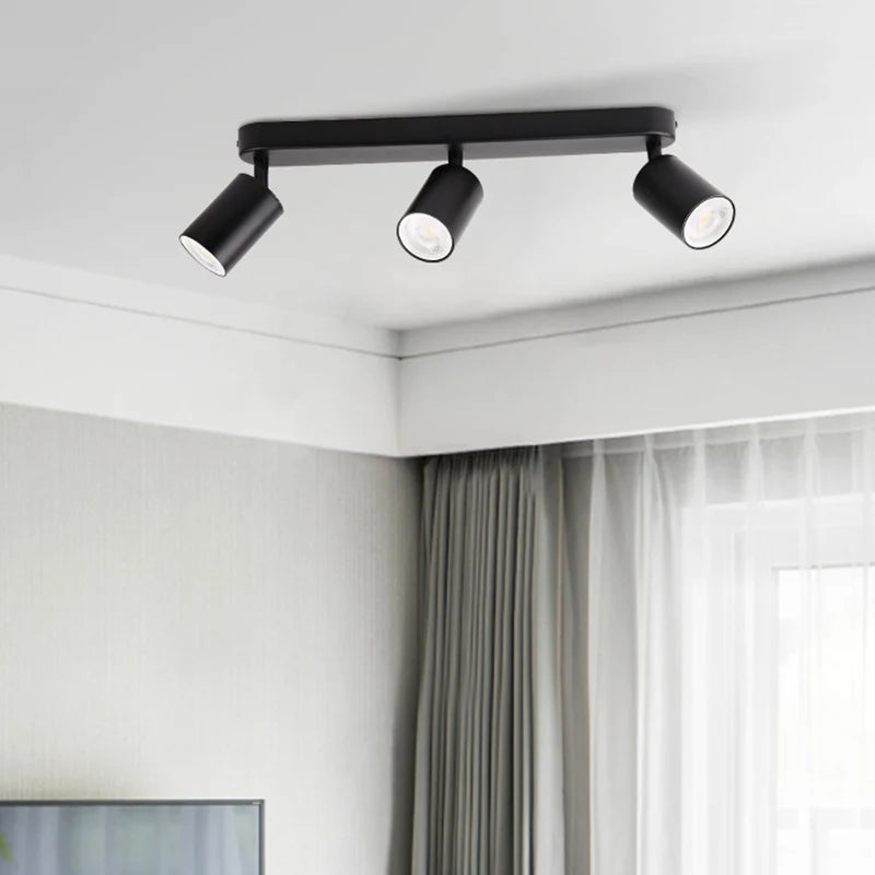 Lámpara de techo, luz de pista LED para dormitorio, pasillo, tienda, lámpara superior, bombilla GU10, iluminación de repuesto, focos LED ajustables