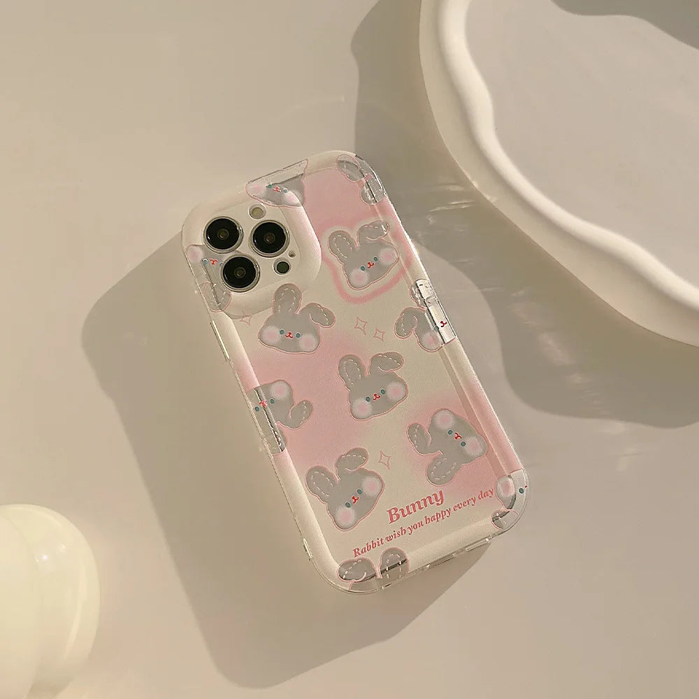 Funda de teléfono con estampado de conejito para Samsung Galaxy S25 S24 S23 S22 S21 S20 Plus Ultra FE A73 A72 A71 A52 A51 A32 Note 20 Airbag