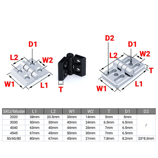 5/10 Uds 2020 3030 4040 4545 bisagras de aleación de Zinc accesorio de perfil de aluminio conector de bisagra de puerta para extrusión de perfil de aluminio