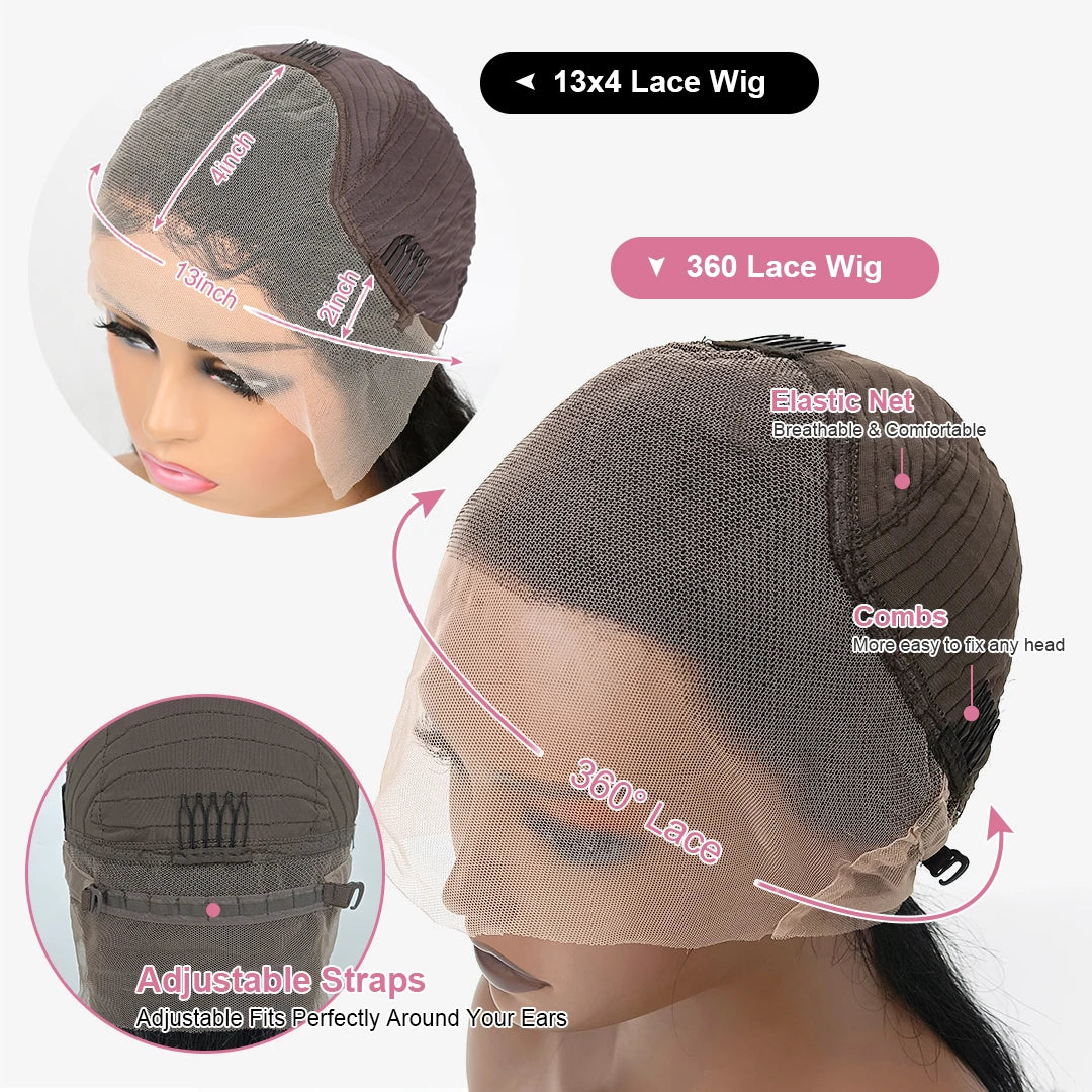 Peluca de Cabello Humano con Encaje Completo 360, Pre-Desplumada, Ondas Suaves, Peluca Frontal HD 13x6, Cabello Brasileño para Mujeres Negras, Densidad 250