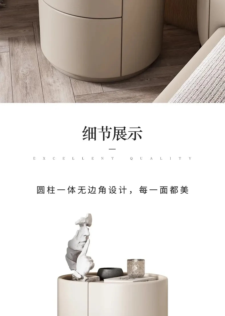 Gabinete lateral para sofá de sala de estar, mesita de noche redonda creativa de madera maciza, nuevo gabinete de almacenamiento para dormitorio pequeño y moderno y sencillo