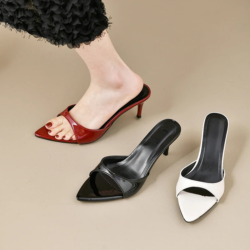Tacones altos para mujer, moda de verano para mujer, tacones de aguja clásicos puntiagudos con punta abierta, sandalias sexis de fiesta para mujer