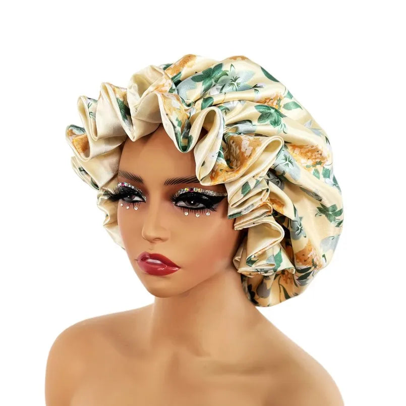 Nuevo Gorro de satén, gorro grande de satén forrado, gorro para dormir, gorro sedoso para dormir de noche, gorro para mujer, estilismo para el cabello