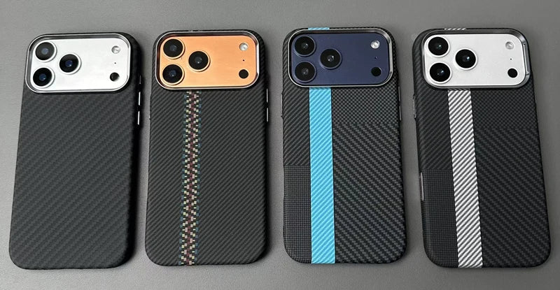 Funda Magnética con Textura de Fibra de Carbono para iPhone 17, 17 Pro Max, 16 Pro, 15, 14, 13, Ultrafina, con Lente de Aleación, Carga Inalámbrica, Carcasa Rígida
