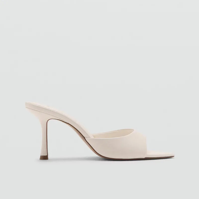 Sandalias de Tacón de Cuero Suave de Diseñador para Mujer, Sandalias Elegantes y Cómodas con Punta Puntiaguda y Tacón Delgado para Verano