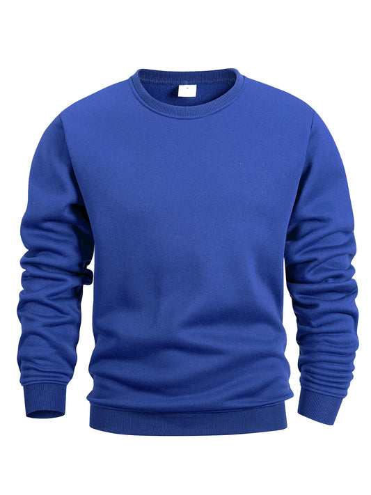 Sudadera de cuello redondo para hombre — Color sólido, manga larga, casual y deportiva para primavera