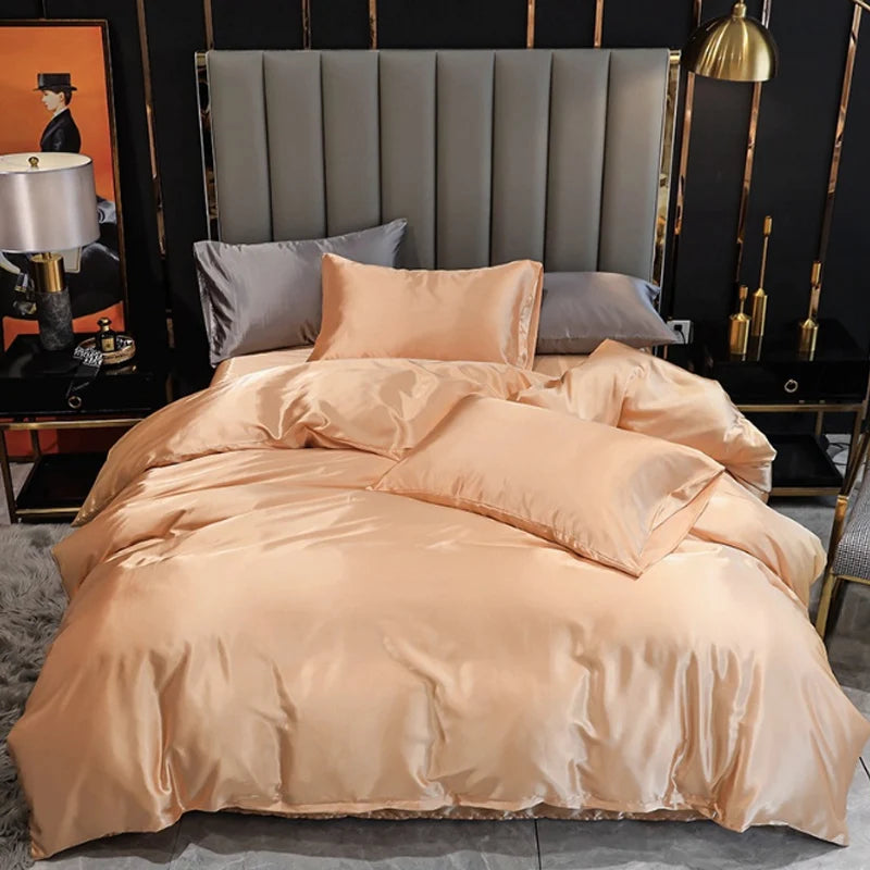 Juego de funda nórdica de cama, funda de edredón con textura suave y sedosa con bridas de esquina y cierre de cremallera, funda de almohada tipo sobre