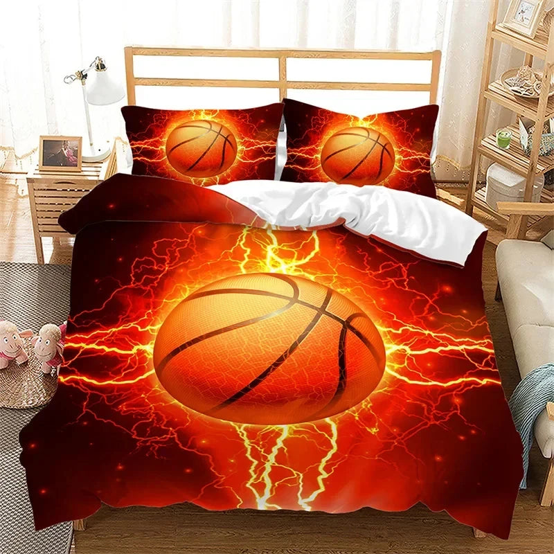 Funda nórdica de baloncesto, juego de cama deportivo para juegos, funda de edredón para jugadores de baloncesto, dormitorio para adolescentes y adultos