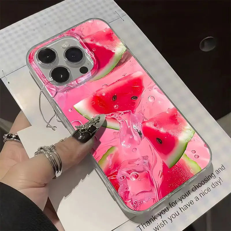 Bonitas fundas de teléfono de sandía rosa para iPhone 16 Pro Max 17 16e 15 14 13 12 11 Pro Max para Funda de parachoques a prueba de golpes de aire
