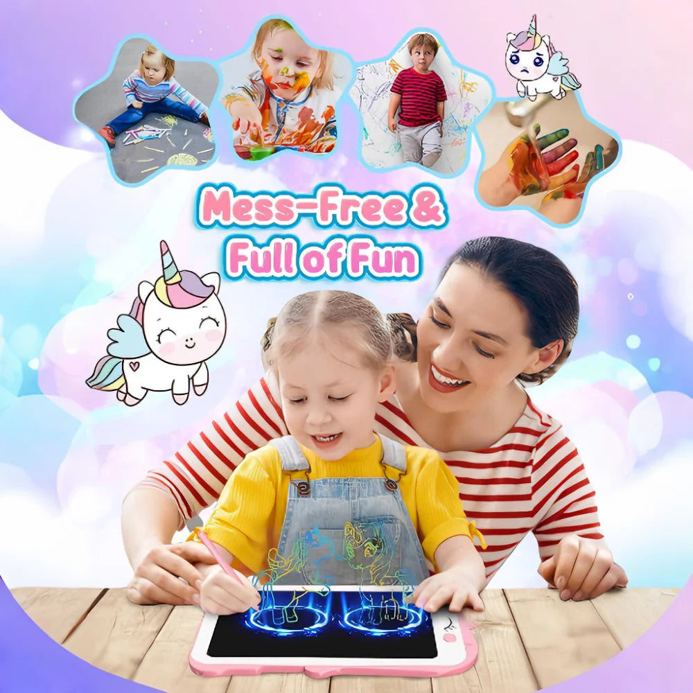 Tableta de Escritura LCD Unicornio de 8.5 Pulgadas para Niños, Pizarra de Dibujo, Juguete Educativo Esencial para Viajes, Regalo de Cumpleaños 3+