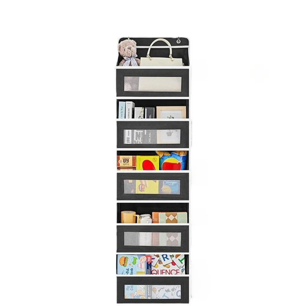 Organizador de almacenamiento colgante de 5 estantes: detrás de la puerta, antiinclinación, 5 bolsillos de gran capacidad, adecuado para dormitorio, baño