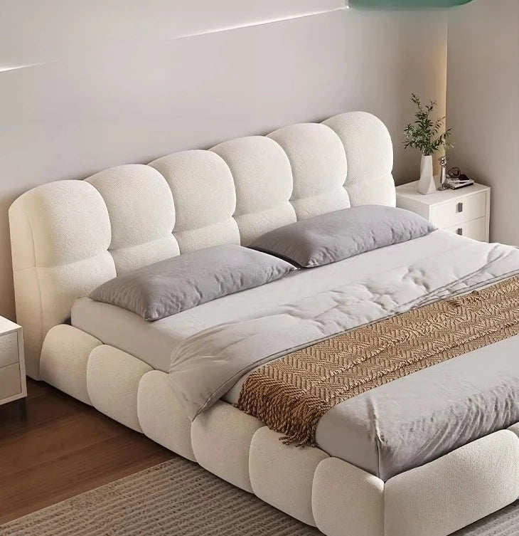 Cama doble moderna para dormitorio, con marco de cama suave, ecológico y duradero, de madera maciza tapizada, con almacenamiento para dormitorio principal.