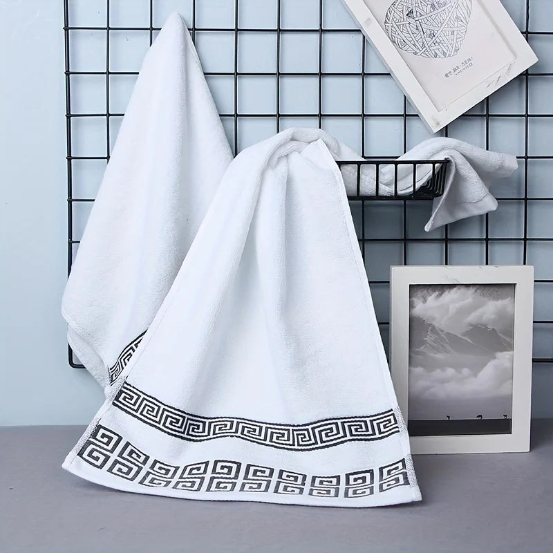 Juego de toallas de algodón con letras bordadas S - 1/2/3 piezas, toallas de mano suaves y absorbentes de jacquard para lavar la cara y las manos, para baño, gimnasio, spa