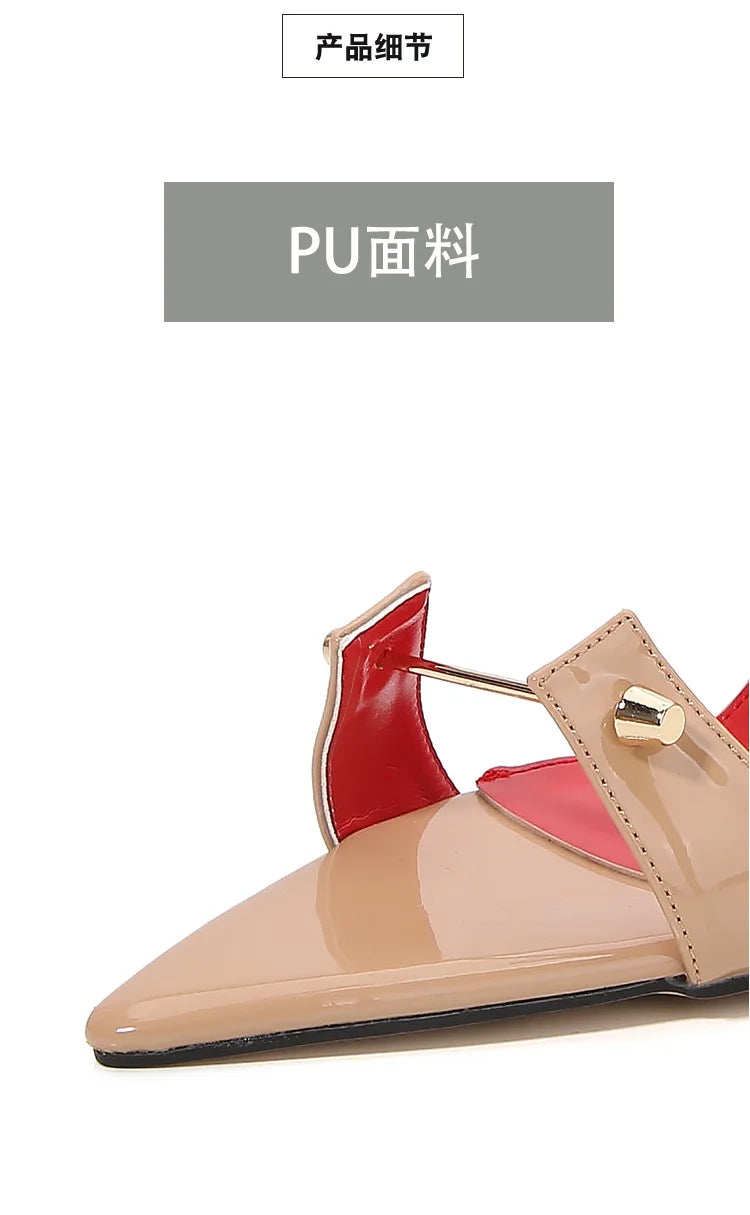 Sandalias de tacón alto con punta estrecha y decoración de Metal para mujer, zapatos de tacón súper alto con correa y hebilla de PU, zapatos de tacón para actuación en escenario de 12cm