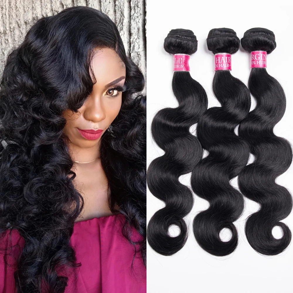 Extensiones de Cabello Humano Brasileño con Ondas Suaves, 1/3/4 Piezas, Negro Natural, 14-30 Pulgadas, Extensiones de Cabello Brasileño Remy