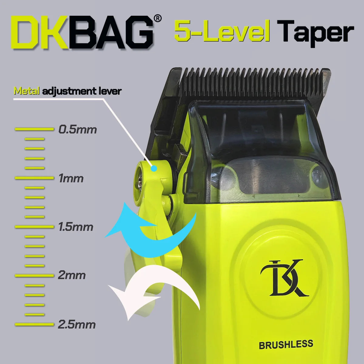 Cortapelos profesional para hombres 2025 DKBAG-078 recortador de barba dentada con cuchilla DLC con carga USB y Motor sin escobillas 7200 RPM