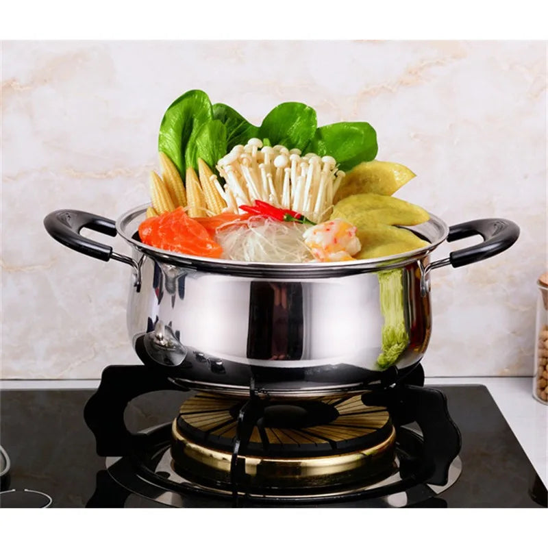 Olla de acero inoxidable, olla para sopa de doble fondo, cocina no magnética, utensilios de cocina multiusos, sartén antiadherente, Cocina de Inducción, olla usada
