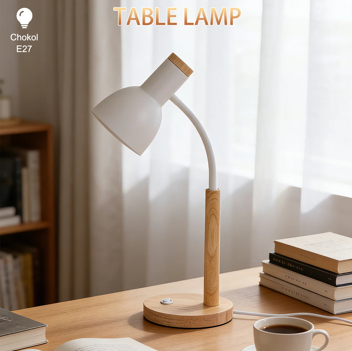 Lámpara LED de escritorio E27, lámparas de mesa con Base, bombilla reemplazable, luz de noche para habitación, dormitorio, oficina, estudio, iluminación de lectura