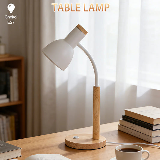 Lámpara LED de escritorio E27, lámparas de mesa con Base, bombilla reemplazable, luz de noche para habitación, dormitorio, oficina, estudio, iluminación de lectura