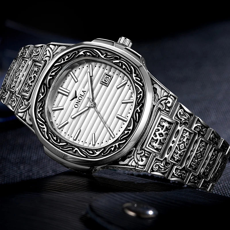 Relojes para hombre ONOLA, relojes de pulsera de cuarzo informales a la moda, reloj masculino de marca superior, relojes de pulsera de cuero de lujo con calendario