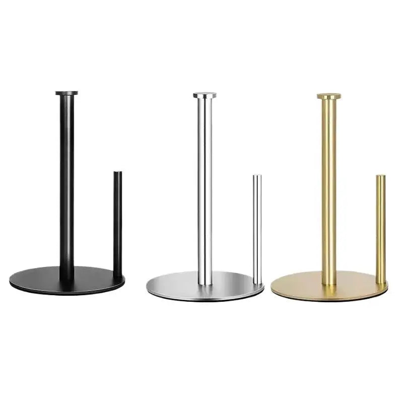 Portarrollos de cocina de acero inoxidable con base pesada - Organizador de encimera resistente, diseño que ahorra espacio para toallas de papel