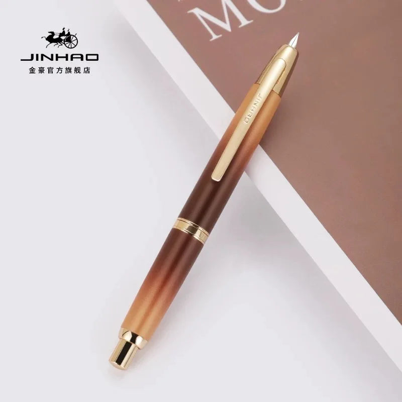 JINHAO 10 pluma estilográfica de prensa, punta retráctil EF/F de Metal con Clip, convertidor de pluma de tinta para escribir, suministros escolares, papelería PK A1 A2