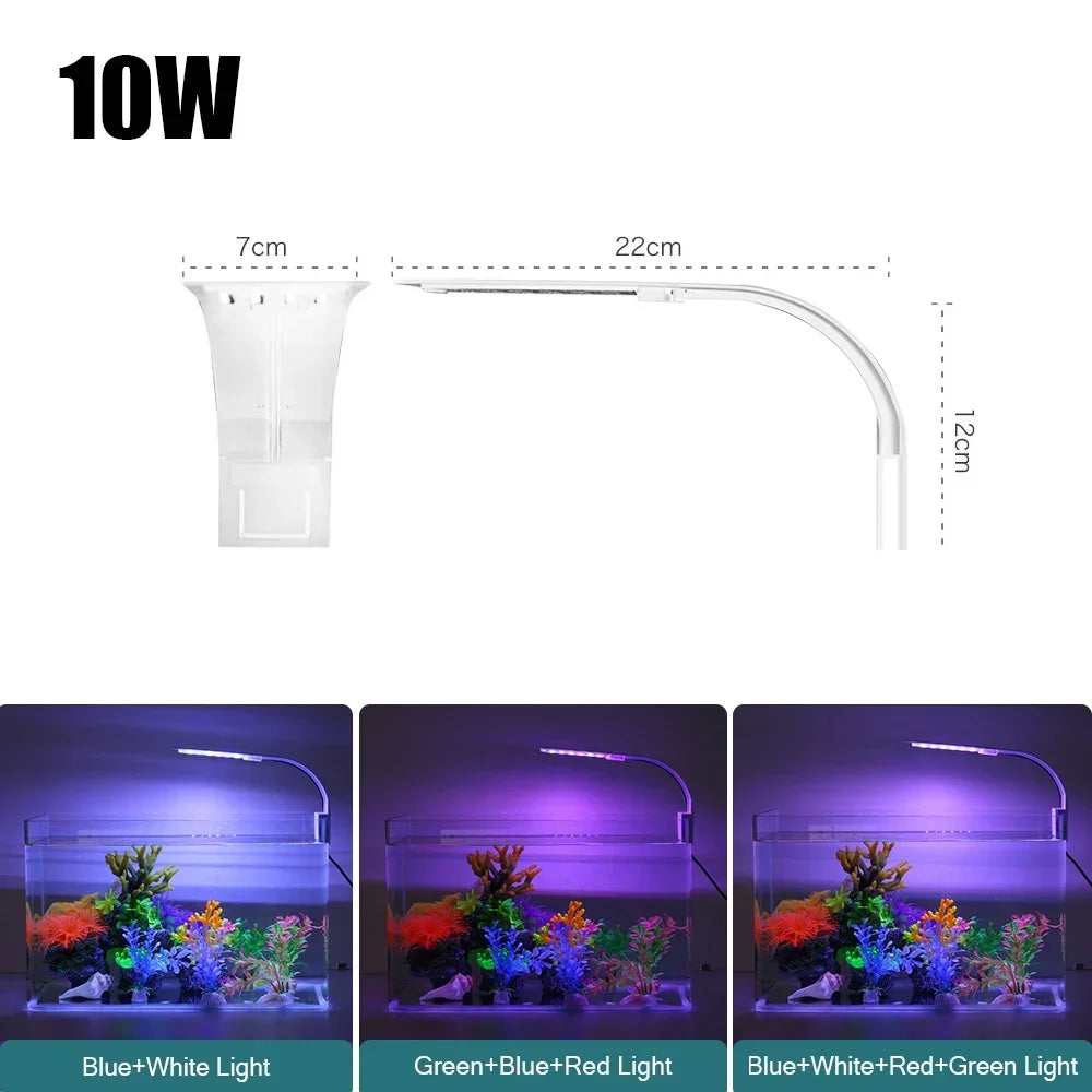Luz LED súper delgada para acuario, iluminación para plantas, luz de cultivo de 5W/10W/15W, iluminación para plantas acuáticas, lámpara con Clip impermeable para pecera