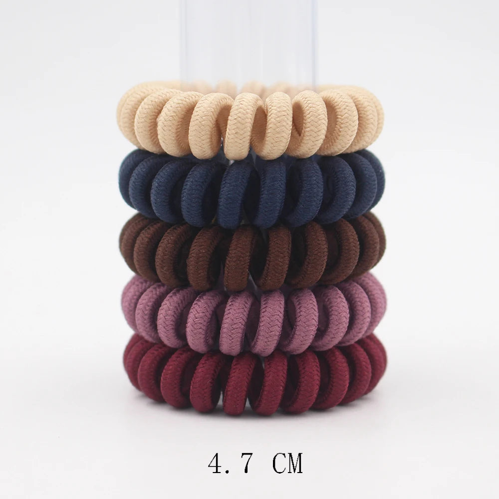 Banda elástica para el cabello, banda para el pelo con cable en espiral esmerilado, lazo para el pelo, Goma elástica para la cabeza, color liso mate, 5 unidades por juego, nueva moda