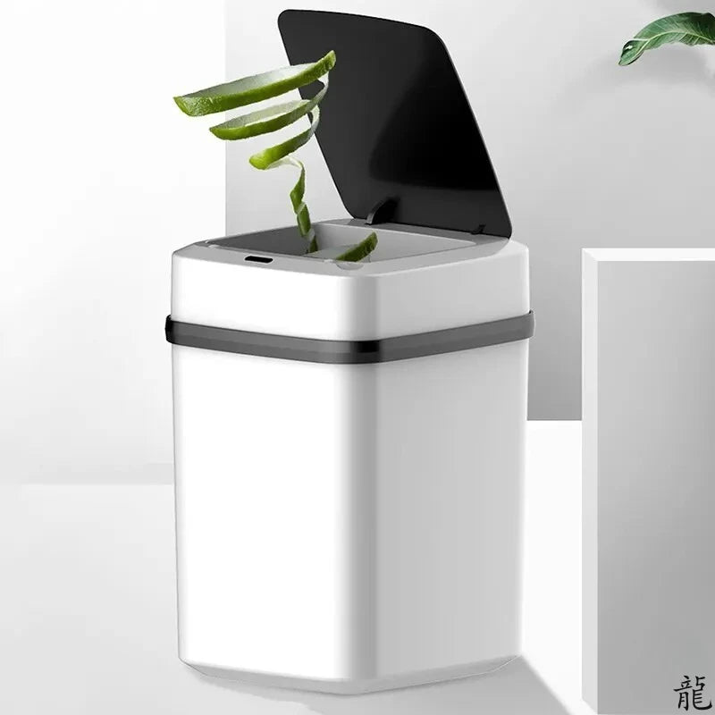 Cubo de basura inteligente de 13L para cocina y baño, con sensor táctil para inodoro