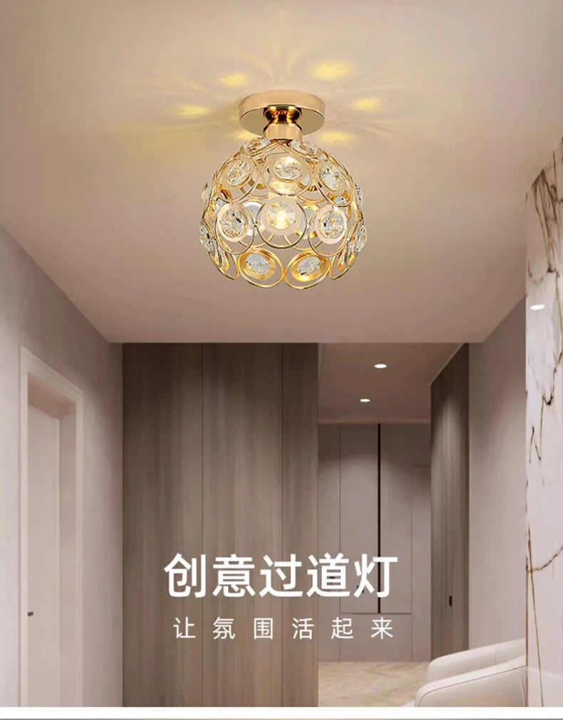 Lámpara Led de cristal para pasillo, balcón, luz de techo, estilo nórdico, personalidad, candelabro pequeño creativo, lámparas de entrada