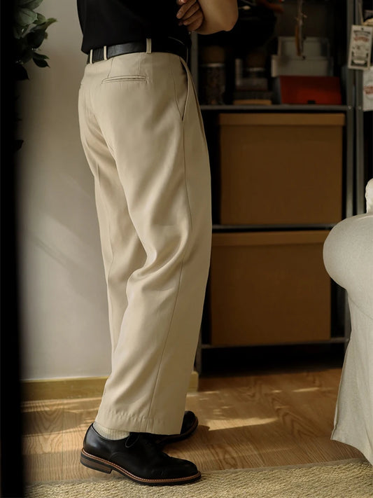 Pantalones de traje para hombre — Rectos, sueltos y plisados, transpirables para primavera 2025