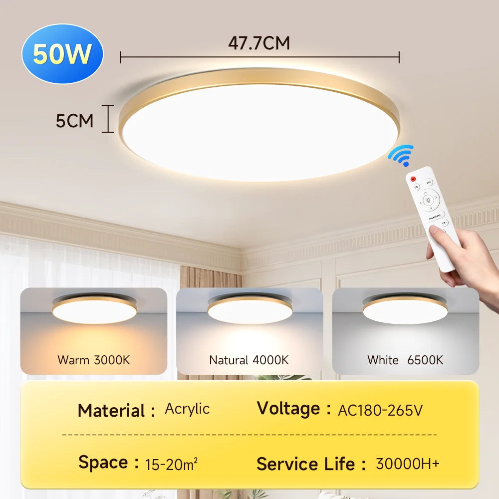 Lámpara de techo con control remoto, lámpara led para dormitorio, lámparas de techo grandes, luces Led con control remoto, luces led regulables