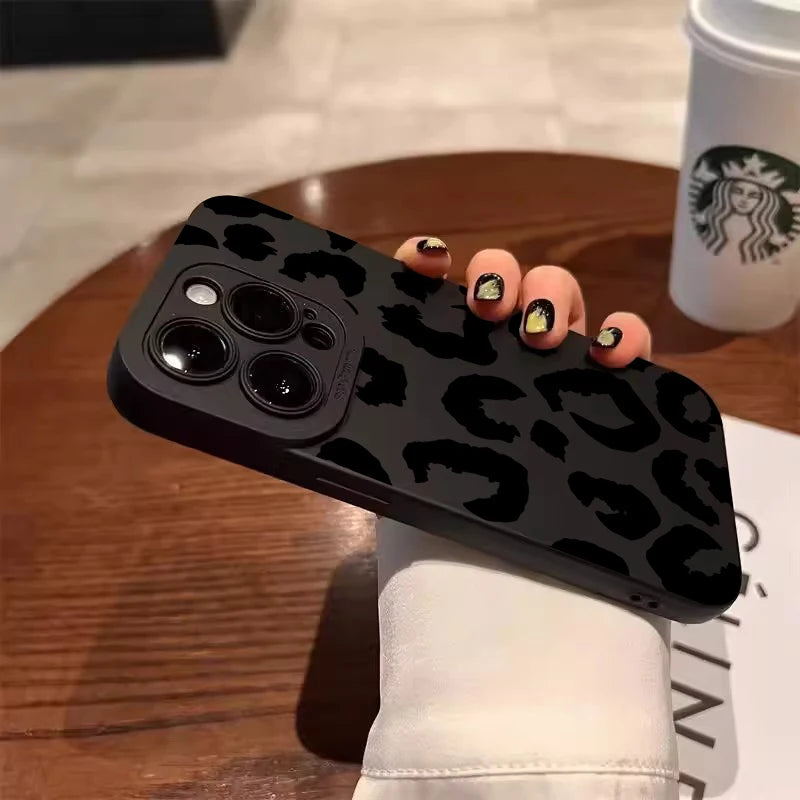 Funda protectora de teléfono con diseño de leopardo para iPhone 16, fundas para iPhone 17 Air 15 14 13 12 11 Pro Max 16E XS XR X 7 8 Plus