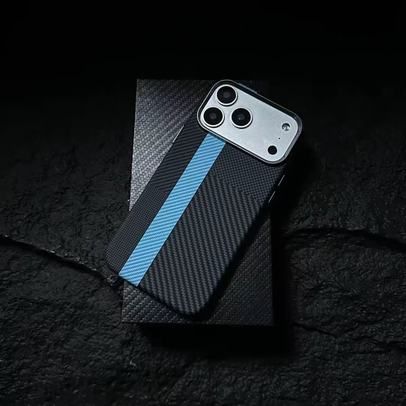 Funda Magnética con Textura de Fibra de Carbono para iPhone 17, 17 Pro Max, 16 Pro, 15, 14, 13, Ultrafina, con Lente de Aleación, Carga Inalámbrica, Carcasa Rígida