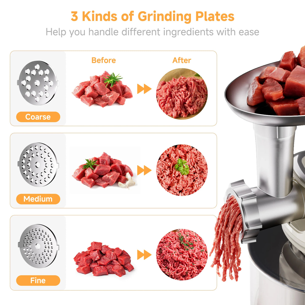 Batidora de Pedestal BioloMix de 7L para Repostería, Motor de CC de 1200W con Gancho Amasador, Batidor, Accesorio para Picar Carne - Batidora de Alimentos