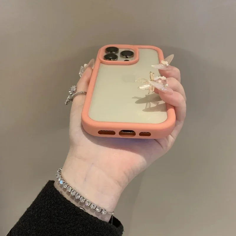 Funda de teléfono dura transparente de lujo para iPhone 16, 15, 14, 13, 12 Pro Max Plus, fundas de parachoques transparentes a prueba de golpes, funda coque