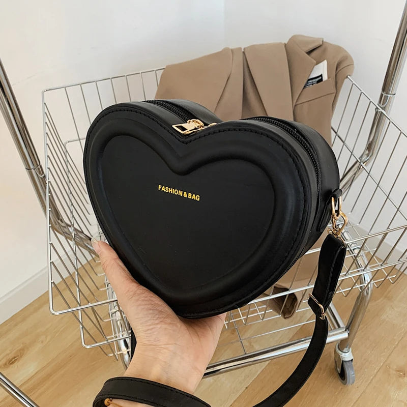 Gran oferta de bolsos cruzados con forma de corazón para mujer, bandoleras de piel sintética sólidas, bolsos de moda