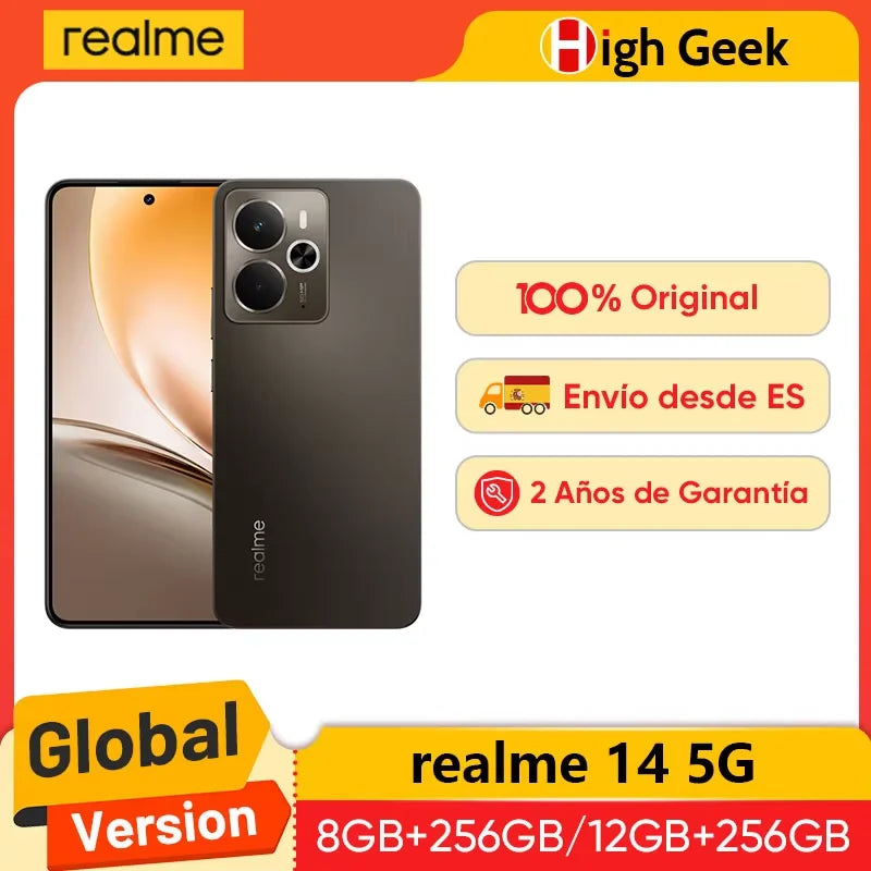 Versión Global realme 14 5G Smartphone Snapdragon 6 Gen 4 120Hz AMOLED Esports Display 50MP OIS AI Camera 6000mAh Titan Battery