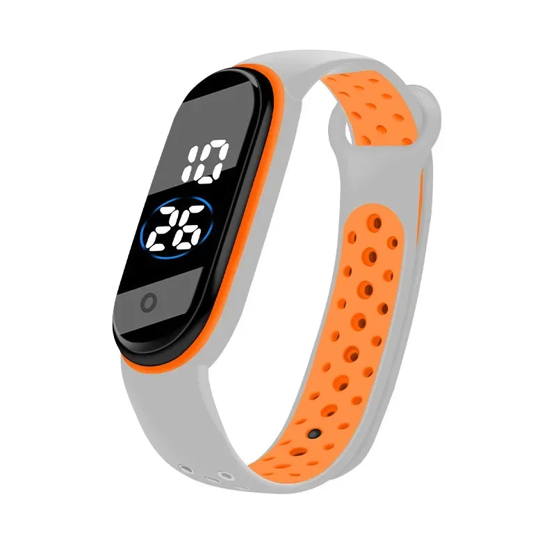 Reloj deportivo resistente al agua para niños, reloj Digital LED con pantalla táctil inteligente, correa de silicona de dos tonos, reloj para hombres y mujeres, reloj para estudiantes