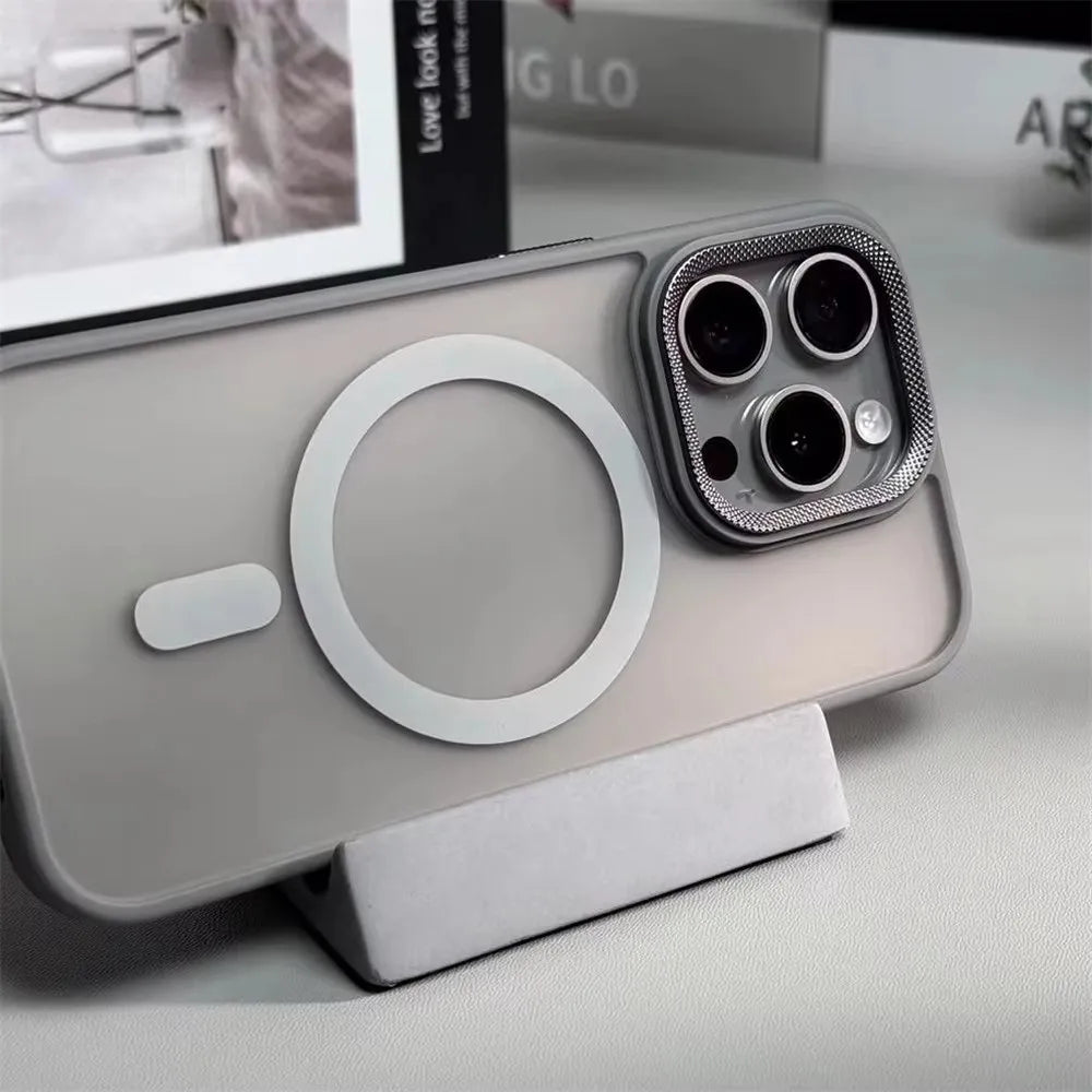 Funda protectora de cámara espiritual de lujo para iPhone 15 16 Pro Max 16 fundas Magsafe para iPhone 14 12 11 13 17 Pro Max cubierta mate