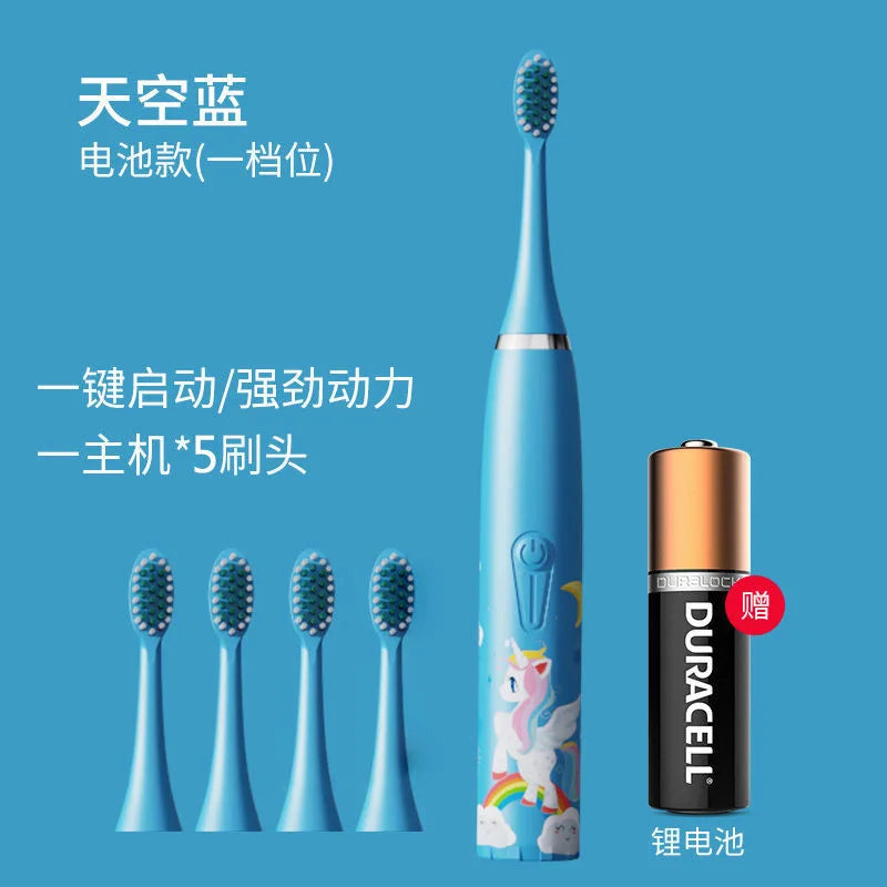 Cepillo de dientes eléctrico para niños, venta al por mayor, pelo suave de dibujos animados, IP7, resistente al agua, vibración ultrasónica, regalos