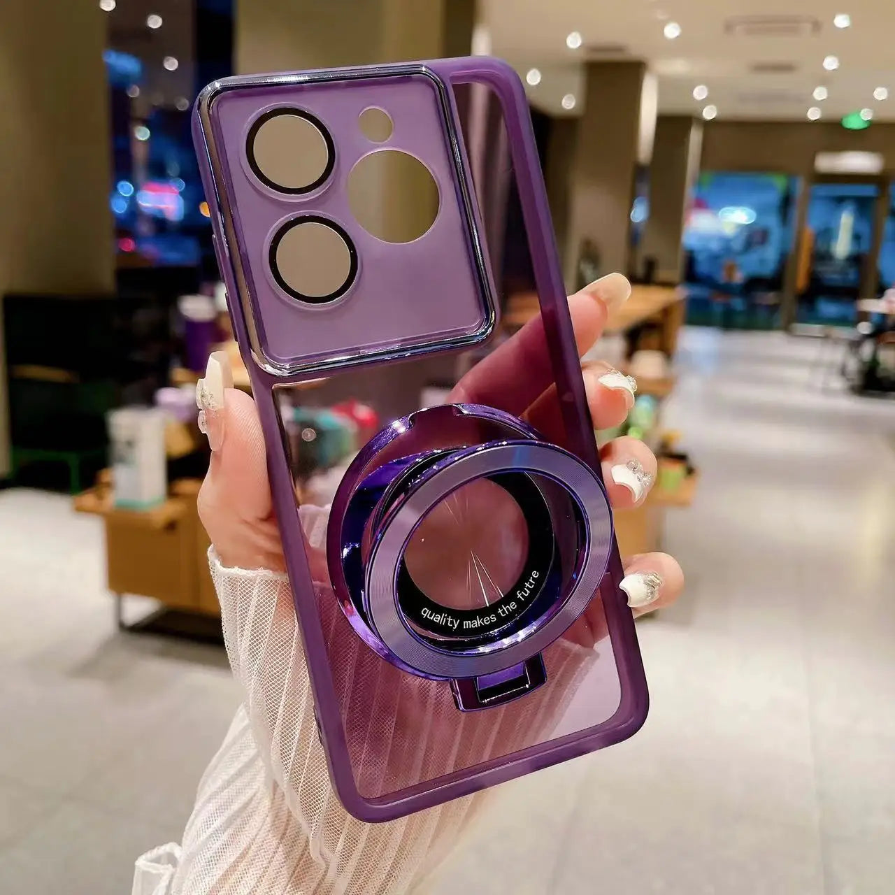 Funda de teléfono con soporte de anillo magnético para Realme 15 15T Realme 14 13 12 11 Pro Plus Pro + Note 70 60 50 70T cubierta transparente