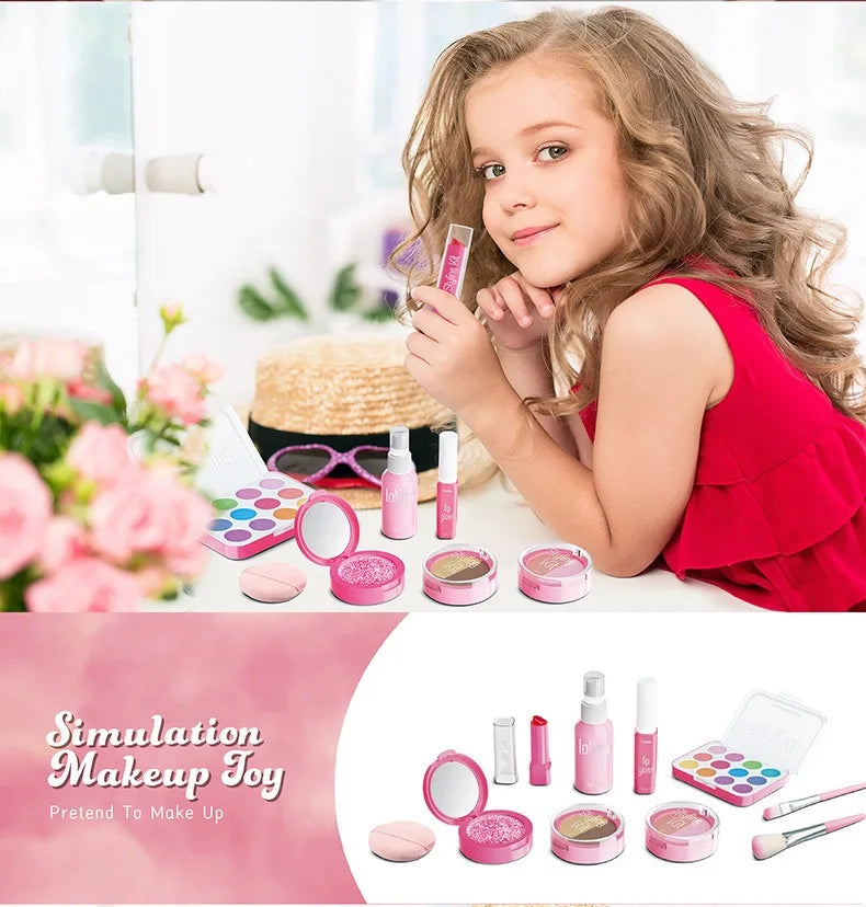 Set de Maquillaje de Juguete para Niñas: Manicura Falsa, Color de Labios, Sombra de Ojos, Cosméticos y Juguetes con Temática de Princesa (No se pueden lavar)