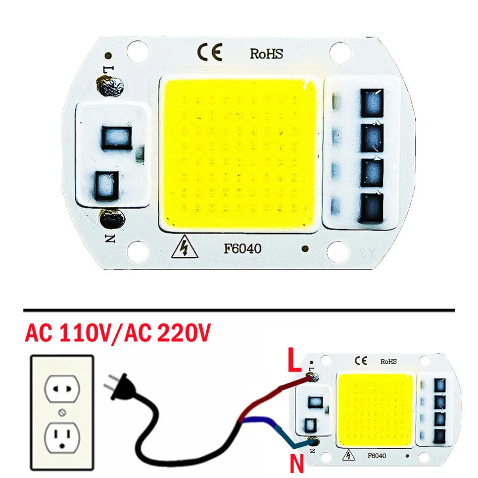 Lámpara LED COB con cuentas, 20W, 30W, 50W, 220V, IP65, IC inteligente, sin necesidad de controlador, luz de inundación DIY, foco de bombilla Led, lámpara con Chip para exteriores más brillante