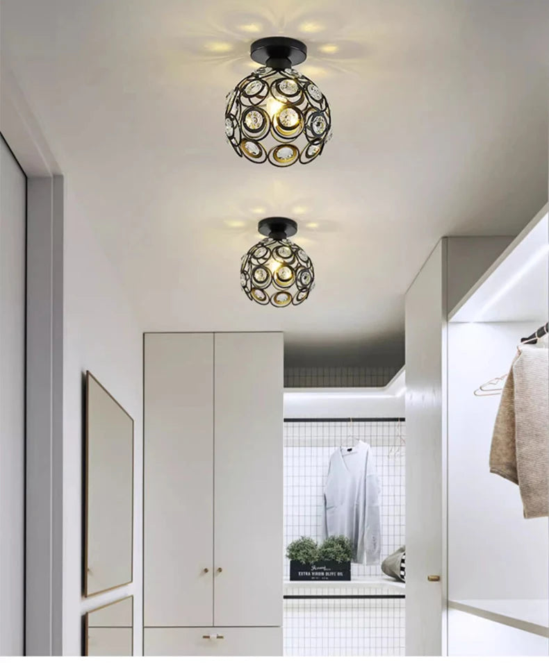 Lámpara Led de cristal para pasillo, balcón, luz de techo, estilo nórdico, personalidad, candelabro pequeño creativo, lámparas de entrada