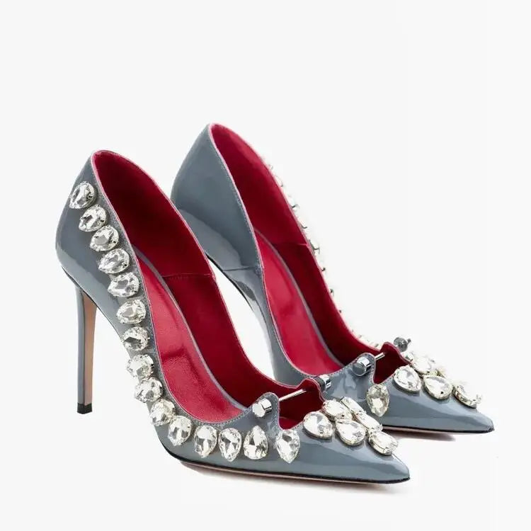 Zapatos de Tacón Alto con Decoración de Cristal y Metal para Mujer, Sandalias de Diseñador de Lujo para Clubes Nocturnos y Banquetes, 2026