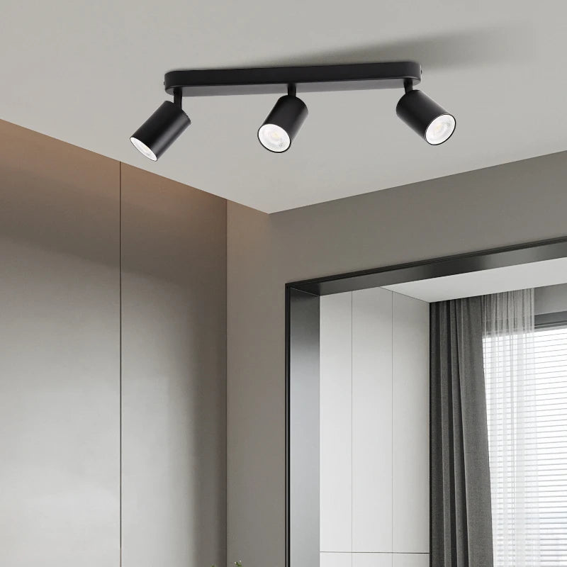 Lámpara de techo, luz de pista LED para dormitorio, pasillo, tienda, lámpara superior, bombilla GU10, iluminación de repuesto, focos LED ajustables
