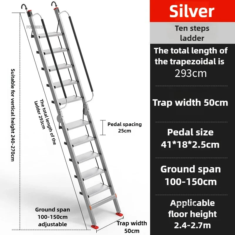 Portable Folding Ladder Household Aluminum Alloy Ladders Straight Ladder Home Furniture Escalator Mobile Climbing Stairs y