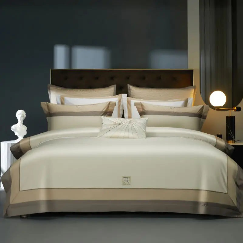 Juego de Ropa de Cama de Lujo de 4/7 Piezas, 1000 Hilos, Algodón Egipcio, Bordado, Tamaño Queen/King, Incluye Funda Nórdica, Sábana/Sábana Ajustable y Fundas de Almohada