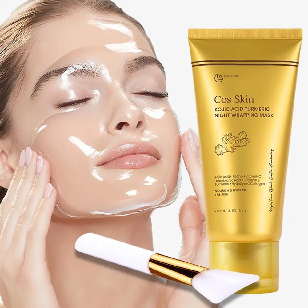 Kit de Mascarilla Nocturna Exfoliante con Ácido Kójico y Cúrcuma, Colágeno Hidrolizado Nutritivo, Piel Radiante, Reafirmante y Revitalizante